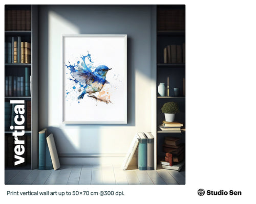 Graceful Drawn Bluebird, Cute Dreamy Canvas, Marvelous Cozy Dreamy Radiant Positive Lithographs