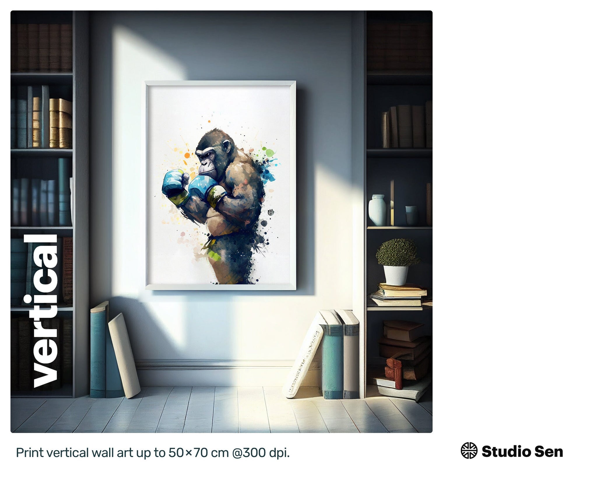 Gorilla style, Gift for kids, Printable Wall Art, Digital Download Print, drops and splashes