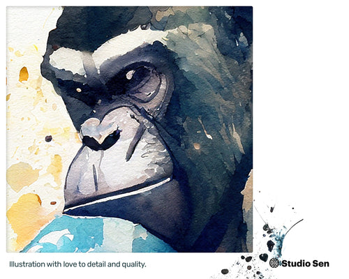 Gorilla style, Gift for kids, Printable Wall Art, Digital Download Print, drops and splashes
