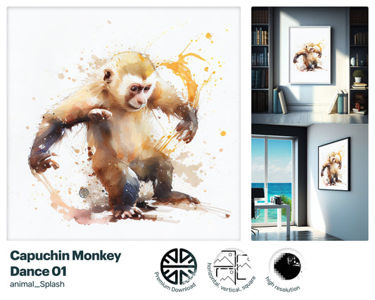 Playful Radiant Capuchin Monkey, Joyful Zesty Giclée print, Beautiful Exquisite Pleasant Pretty Lovely Wood print