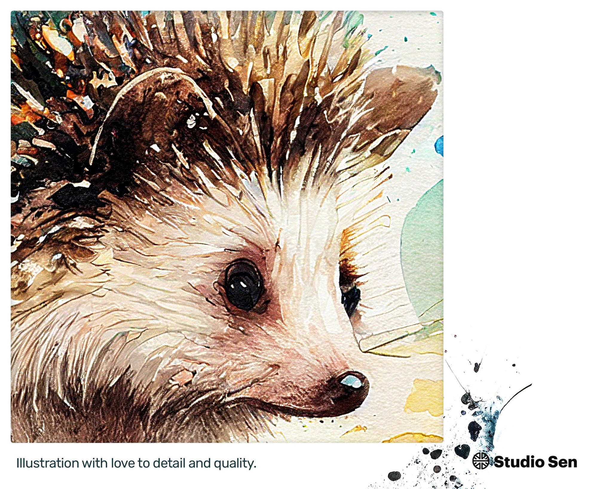 Adorable Engaging Hedgehog, Nifty Marvelous Painting, Zany Sparkling Positive Optimistic Vibrant artwork