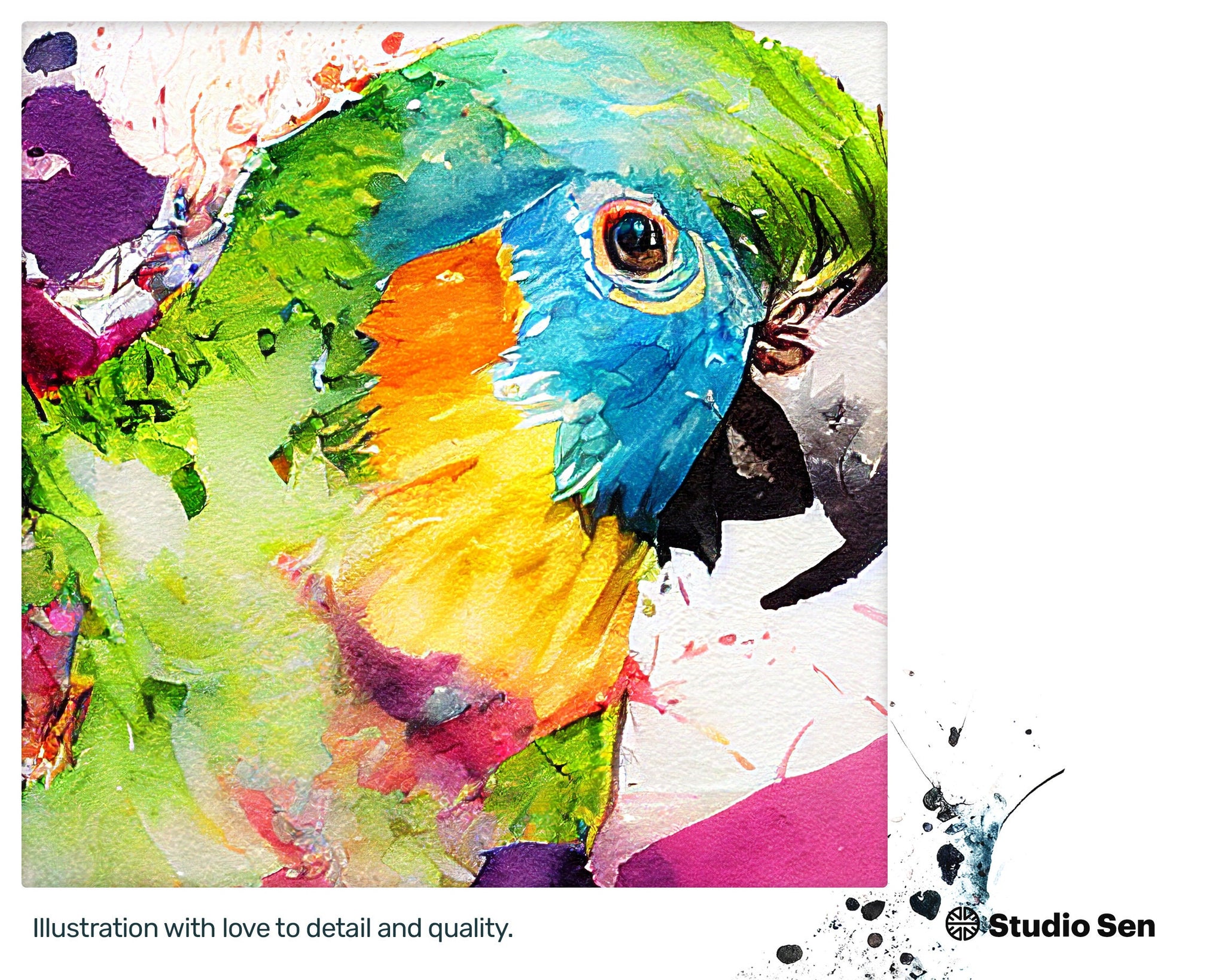 Chatty Quirky Happy Parrot, Funny Mesmerizing PNG File, Glitzy Dancing Dancing Nurturing Youthful Lithographs