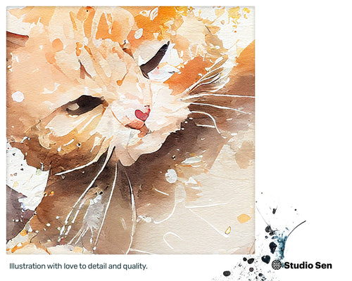 Graceful Painted Kitty Dancing, Adorable Quirky Poster, Soothing Intriguing Vogue Splashy Sparkling Instant Download
