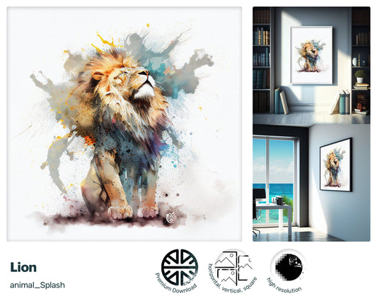 Majestic Engaging Lion, Tranquil Vibrant Wall Art, Engaging Positive Nurturing Tasteful Engaging Metal print