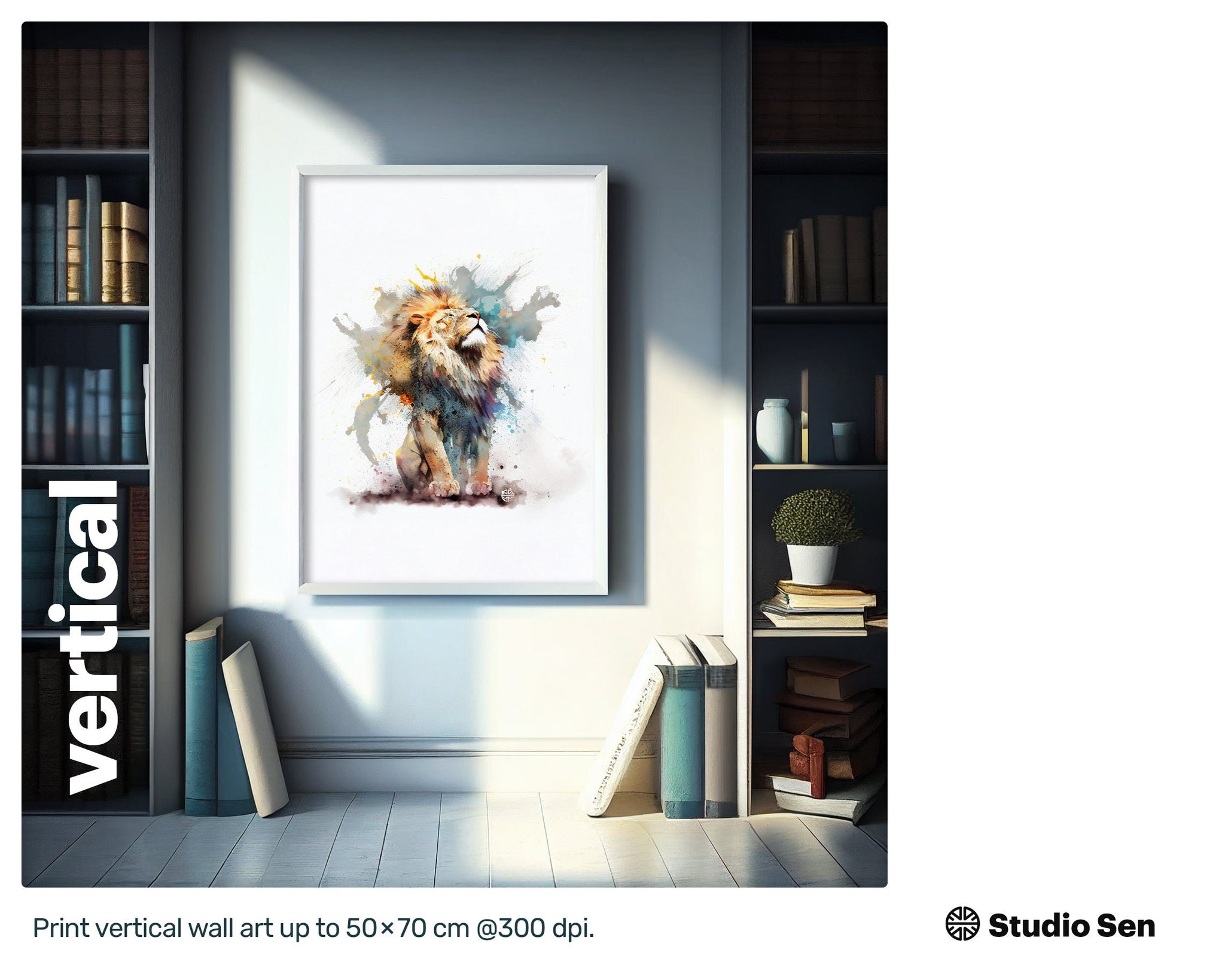 Majestic Engaging Lion, Tranquil Vibrant Wall Art, Engaging Positive Nurturing Tasteful Engaging Metal print