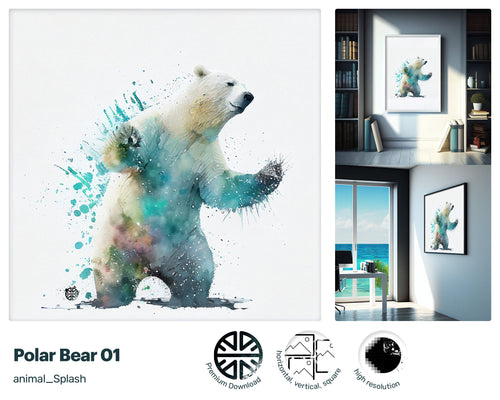 Snowy Stunning Polar Bear, Alluring Playful Poster, Beautiful Pleasant Jazzy Vibrant Downloadable Craft