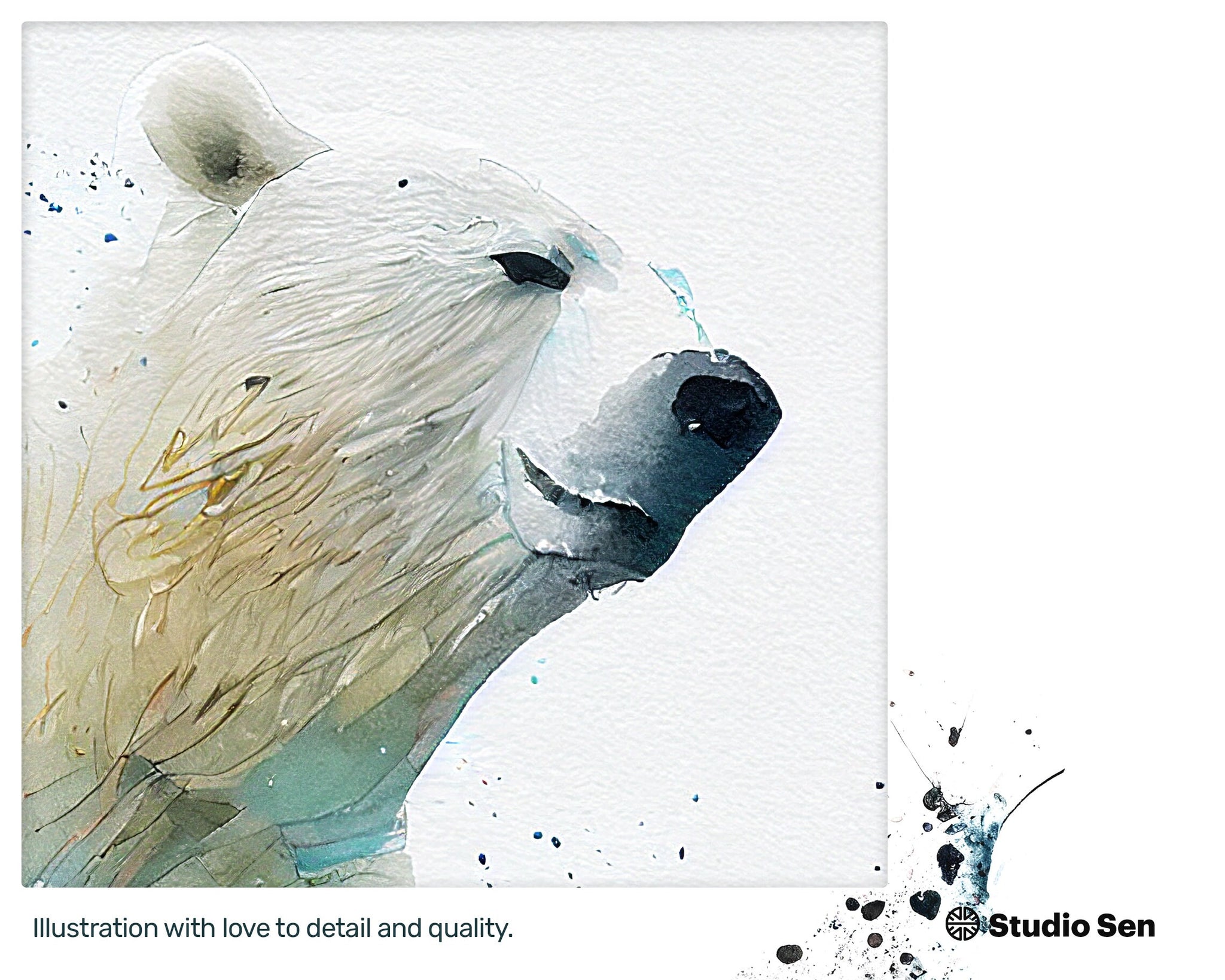 Snowy Stunning Polar Bear, Alluring Playful Poster, Beautiful Pleasant Jazzy Vibrant Downloadable Craft
