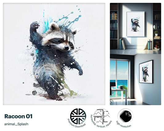 Curious Xclusive Racoon, Kind Adorable artwork, Admired Dynamic Funny Zesty Glitzy Canvas