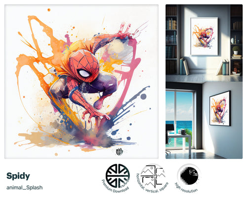 Web-slinging Large Spiderman, Xclusive Incredible artwork, Quaint Cheerful Delightful Quirky Cute Digital Download