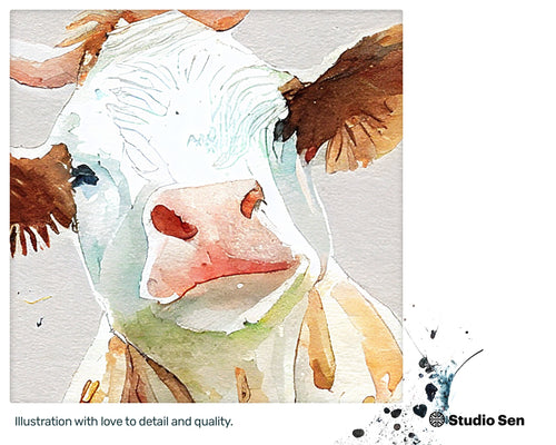 Yoga Cow, Gift for kids, Printable Wall Art, Digital Download Print, drops and splashes