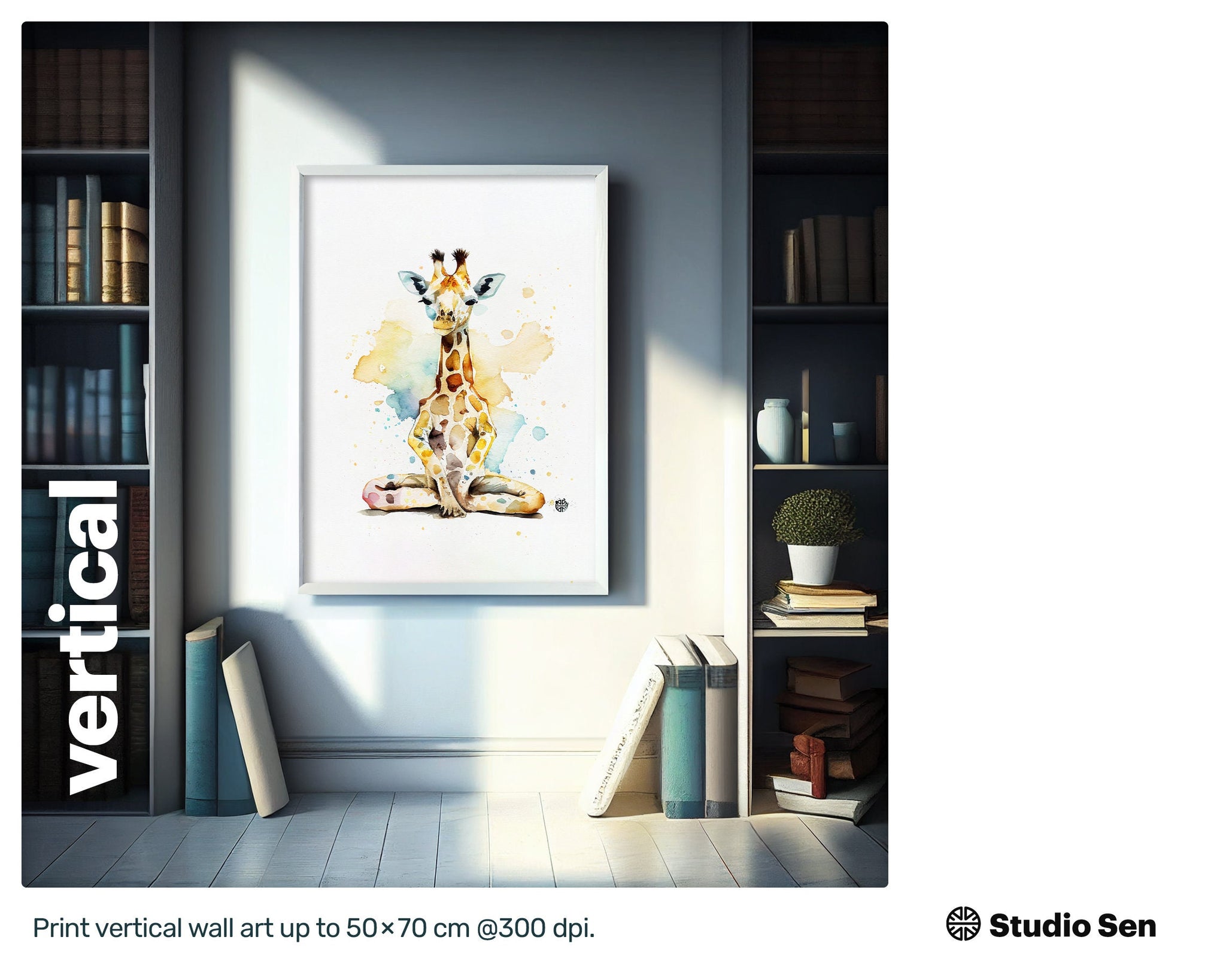Zen Digital Yoga Giraffe, Thrilling Zippy Painting, Perky Lush Radiant Beautiful Quirky Instant Download