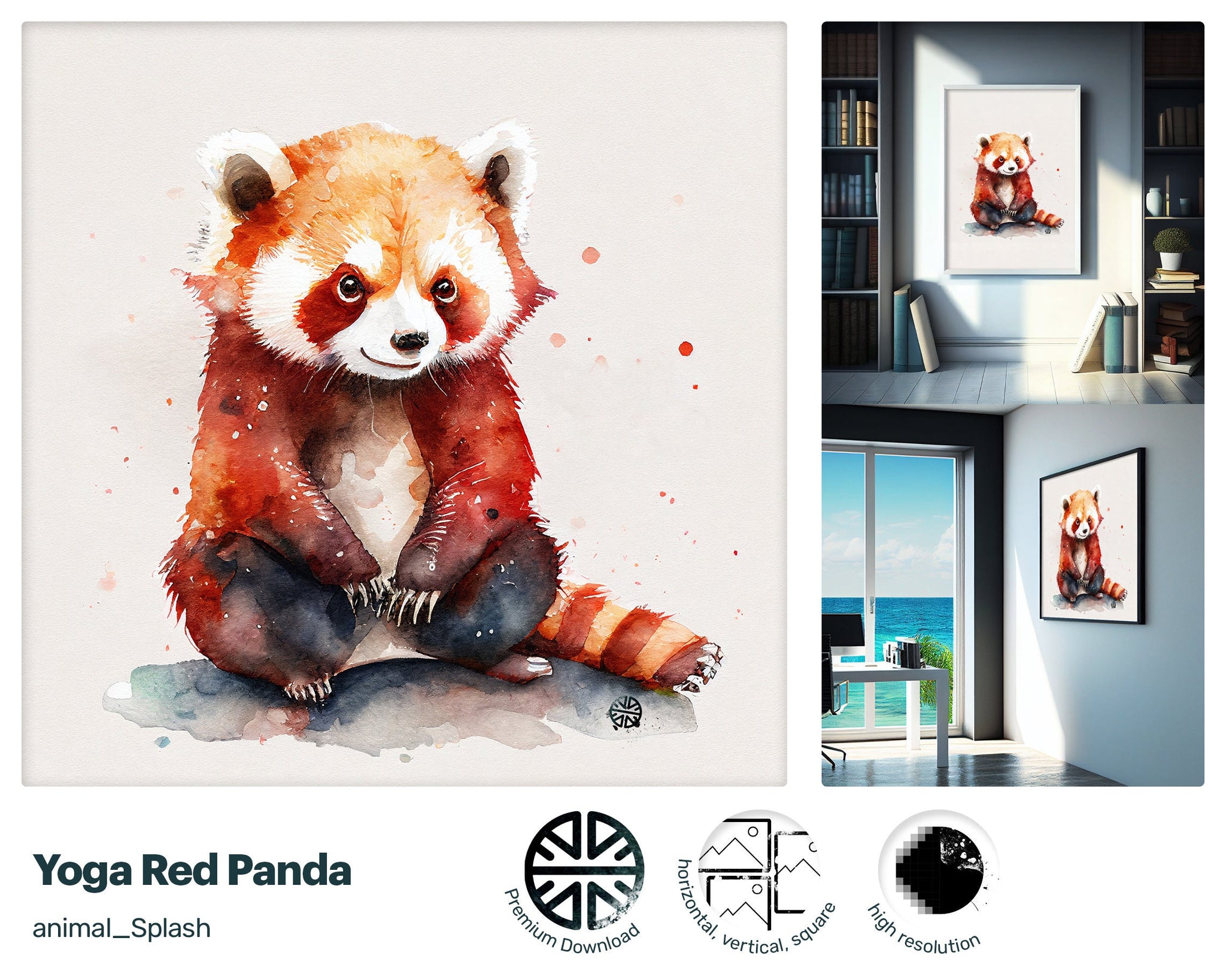 Calm Vogue Yoga Red Panda, Zany Fun Art, Cheerful Painted Intriguing Xclusive Lively Download