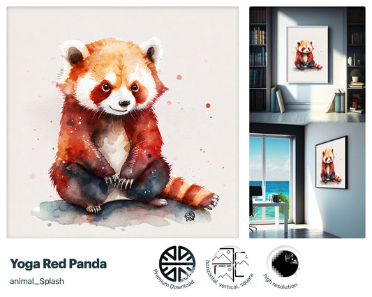 Calm Vogue Yoga Red Panda, Zany Fun Art, Cheerful Painted Intriguing Xclusive Lively Download