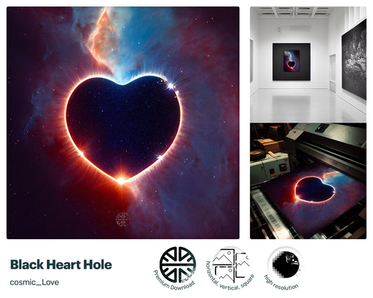 Mysterious Optimistic Black Heart Hole, Premium Liquid Wood print, Marvelous Irresistible Sparkling Vivacious Quirky PNG File