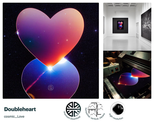 Doubleheart, cosmic stars heart, james webb telescope, science fiction fan, star-themed gifts, print quality file