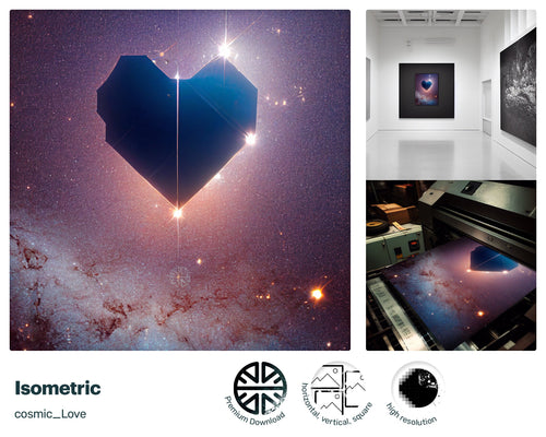 Isometric, cosmic stars heart, james webb telescope, science fiction fan, star-themed gifts, print quality file