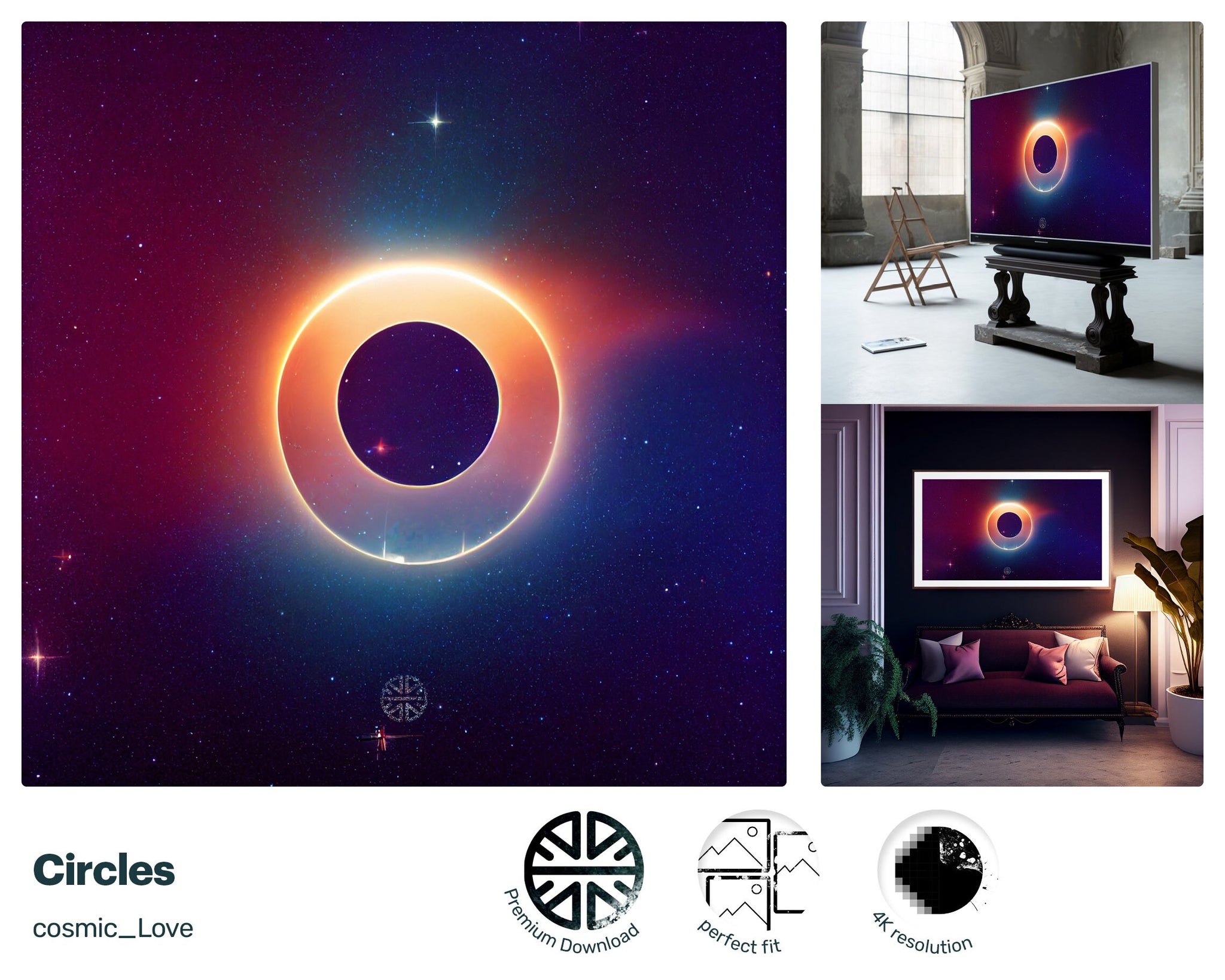 Samsung Frame TV Art, Circles, james webb telescope, nerd culture, 2001 Space Odyssey, mens valentines gift