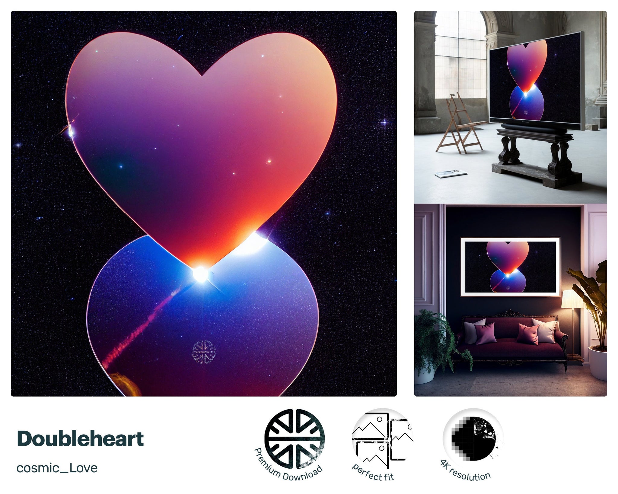 Samsung Frame TV Art, Doubleheart, james webb telescope, nerd culture, 2001 Space Odyssey, mens valentines gift