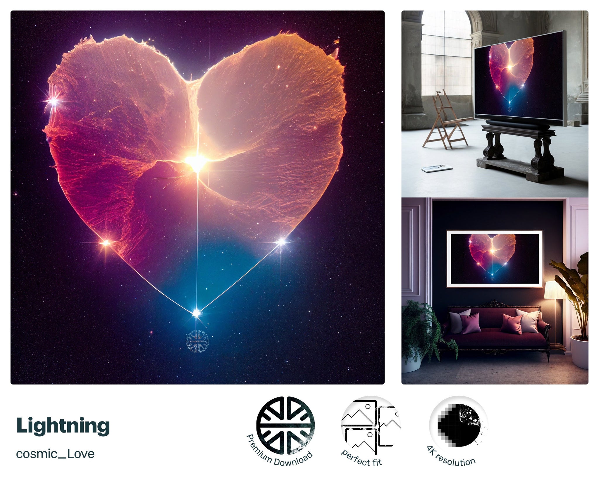 Samsung Frame TV Art, Lightning, james webb telescope, nerd culture, 2001 Space Odyssey, mens valentines gift