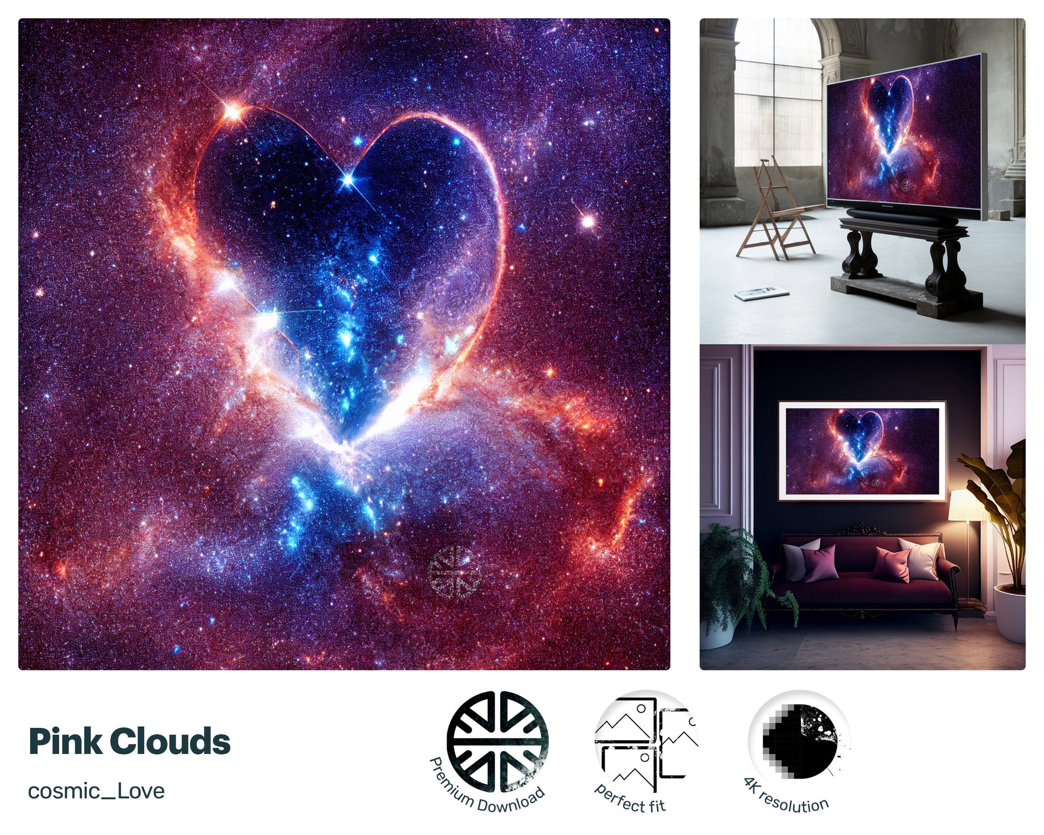 Samsung Frame TV Art, Pink Clouds, james webb telescope, nerd culture, 2001 Space Odyssey, mens valentines gift