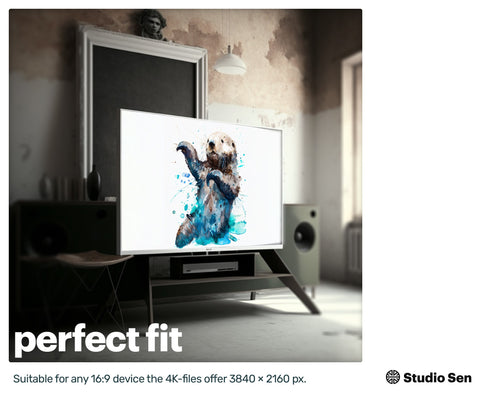 Samsung Art TV, Happy Otter, premium download, drops and splashes, friendly wallpaper, art for kids