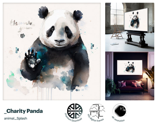 Samsung Art TV, Panda Greeting, premium download, drops and splashes, friendly wallpaper, art for kids