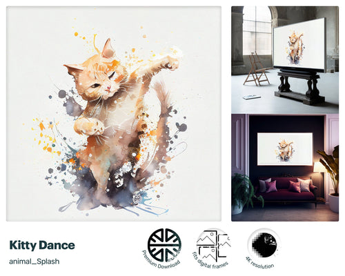 Samsung Art TV, Kitty Dance, premium download, drops and splashes, friendly wallpaper, art for kids