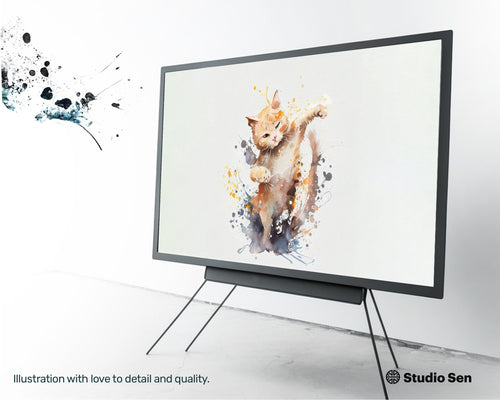 Samsung Art TV, Kitty Dance, premium download, drops and splashes, friendly wallpaper, art for kids