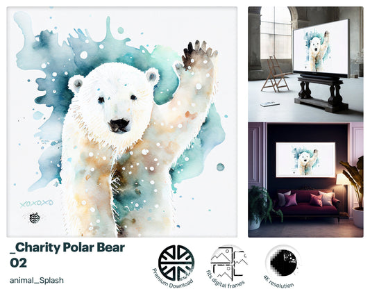 Samsung Art TV, Polar Bear, premium download, drops and splashes, friendly wallpaper, art for kids