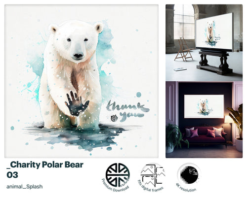 Samsung Art TV, Polar Bear, premium download, drops and splashes, friendly wallpaper, art for kids