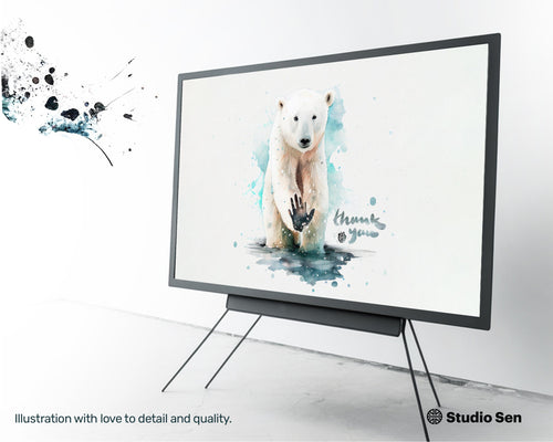 Samsung Art TV, Polar Bear, premium download, drops and splashes, friendly wallpaper, art for kids