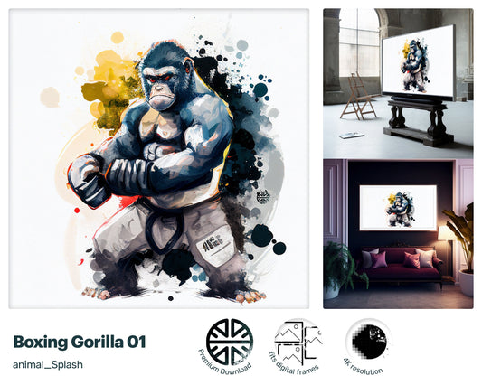 Samsung Art TV, Boxing Gorilla, premium download, drops and splashes, friendly wallpaper, art for kids