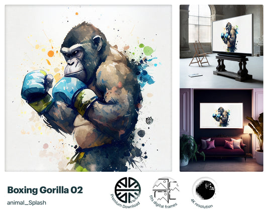 Samsung Art TV, Boxing Gorilla, premium download, drops and splashes, friendly wallpaper, art for kids