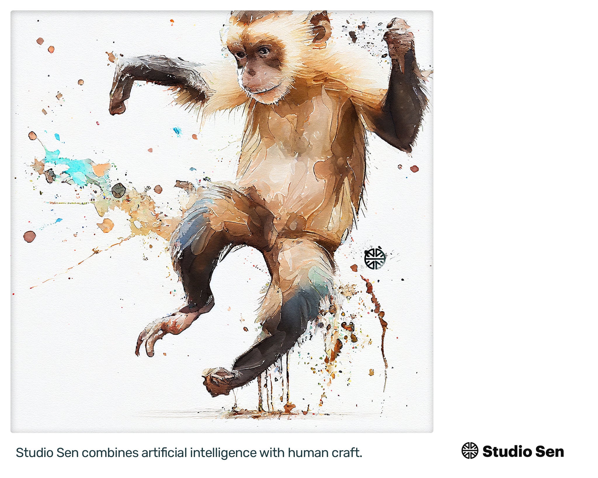 Samsung Art TV, Capuchin Monkey, premium download, drops and splashes, friendly wallpaper, art for kids