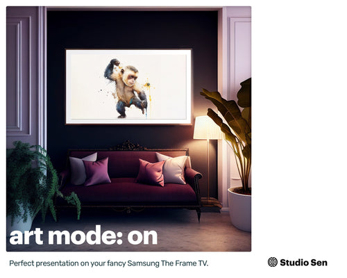 Samsung Art TV, Monkey Dance, premium download, drops and splashes, friendly wallpaper, art for kids