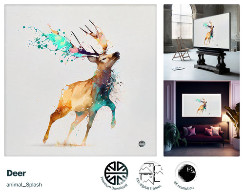 Samsung Art TV, Deer Wild, premium download, drops and splashes, friendly wallpaper, art for kids