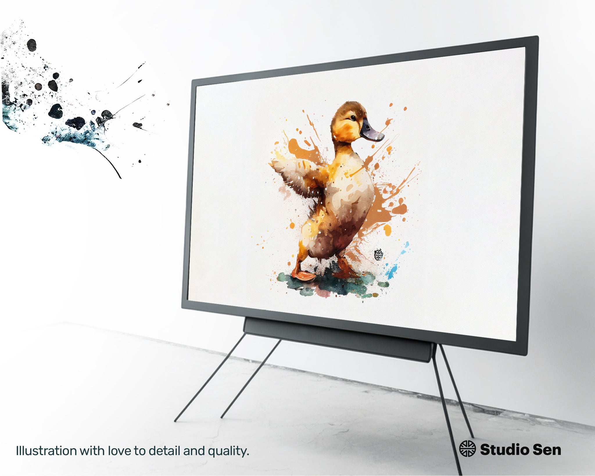 Digital TV Frame, Duck, premium download, drops and splashes, friendly wallpaper, art for kids