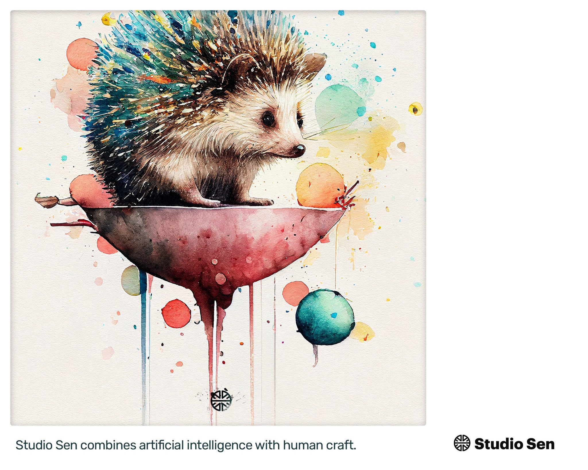 Samsung Art TV, Happy Hedgehog, premium download, drops and splashes, friendly wallpaper, art for kids