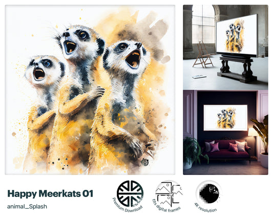 Samsung Art TV, Happy Meerkats , premium download, drops and splashes, friendly wallpaper, art for kids