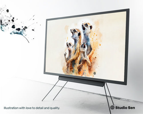 Samsung Art TV, Happy Meerkats, premium download, drops and splashes, friendly wallpaper, art for kids