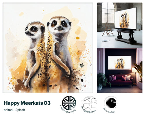 Samsung Art TV, Happy Meerkats, premium download, drops and splashes, friendly wallpaper, art for kids