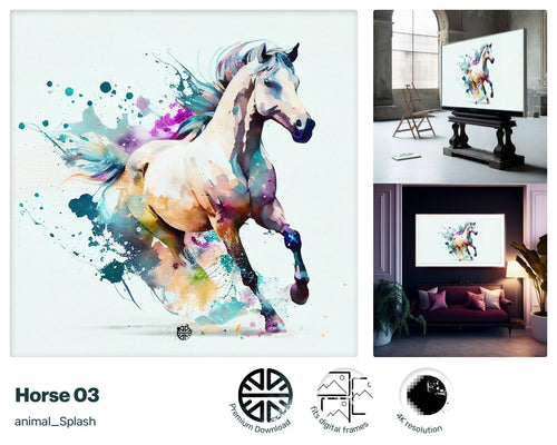 Samsung Art TV, Horse, premium download, drops and splashes, friendly wallpaper, art for kids