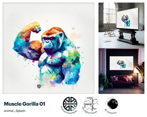 Samsung Art TV, Muscle Gorilla , premium download, drops and splashes, friendly wallpaper, art for kids