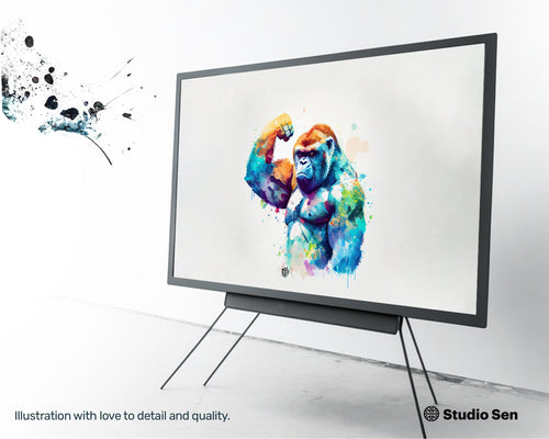 Samsung Art TV, Muscle Gorilla , premium download, drops and splashes, friendly wallpaper, art for kids