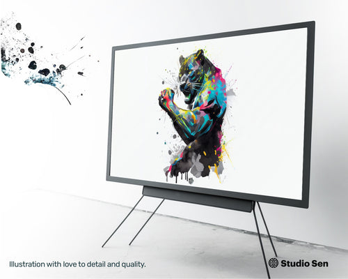 Samsung Art TV, Muscle Panther, premium download, drops and splashes, friendly wallpaper, art for kids