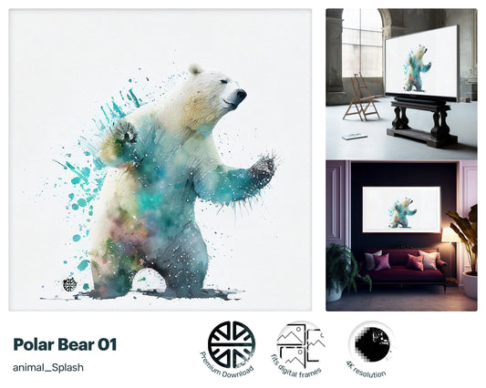 Samsung Art TV, Polar Bear , premium download, drops and splashes, friendly wallpaper, art for kids