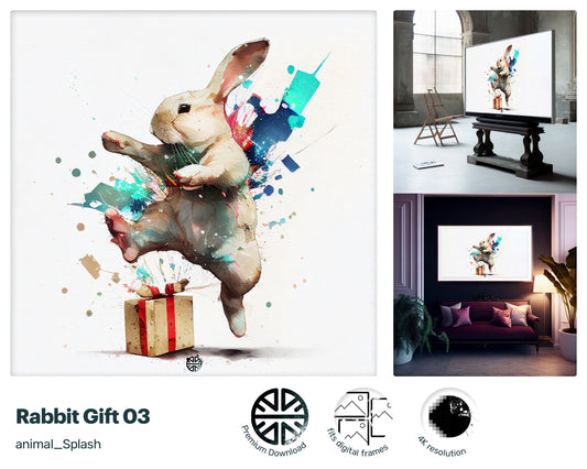 Samsung Art TV, Rabbit Gift, premium download, drops and splashes, friendly wallpaper, art for kids