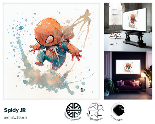 Samsung Art TV, Spidy JR, premium download, drops and splashes, friendly wallpaper, art for kids