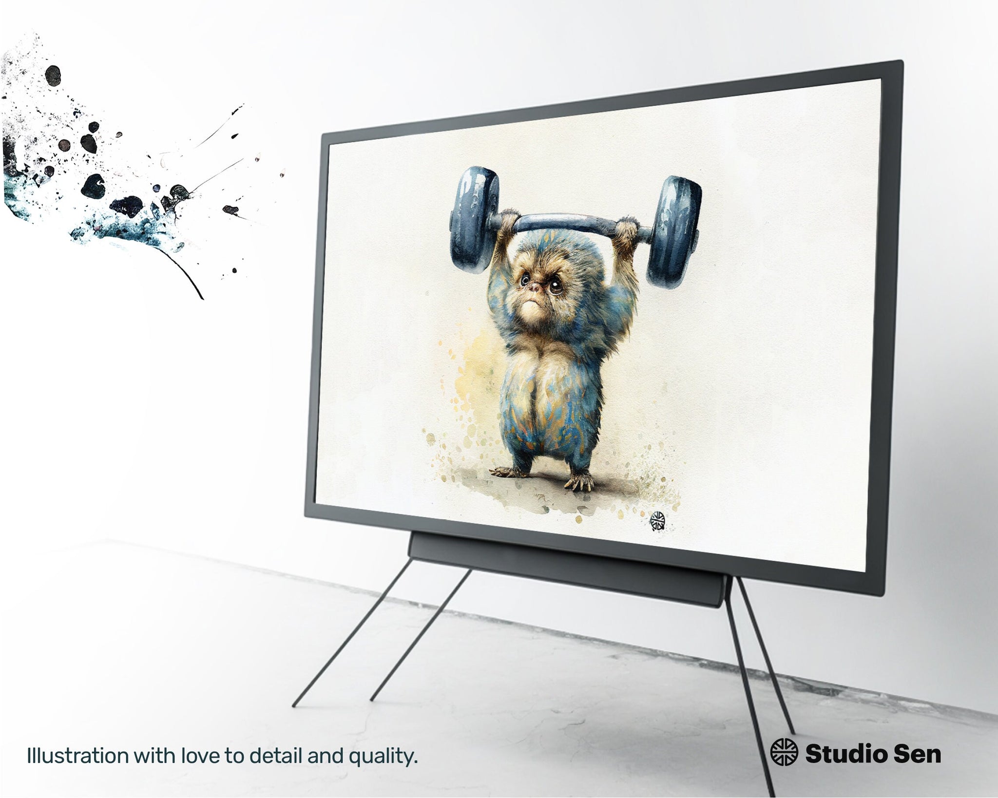 Samsung Art TV, Barbell Marmoset , premium download, drops and splashes, friendly wallpaper, art for kids