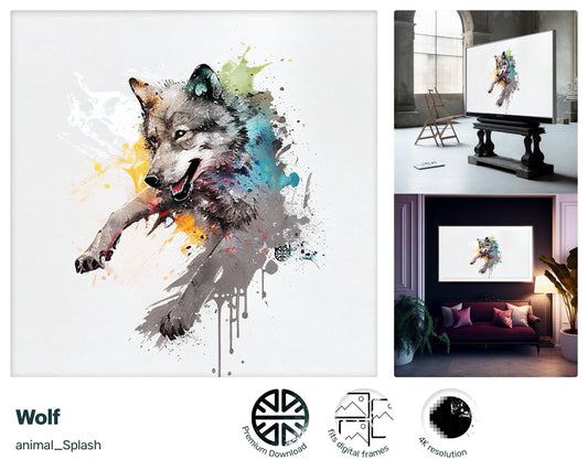 Samsung Art TV, Strong Wolf, premium download, drops and splashes, friendly wallpaper, art for kids